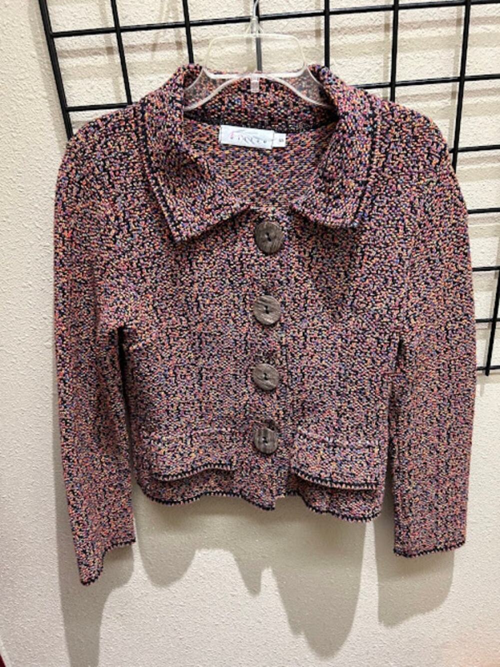 Willow Multicolor Marled Knit Cardigan Jacket Small Cotton Blend